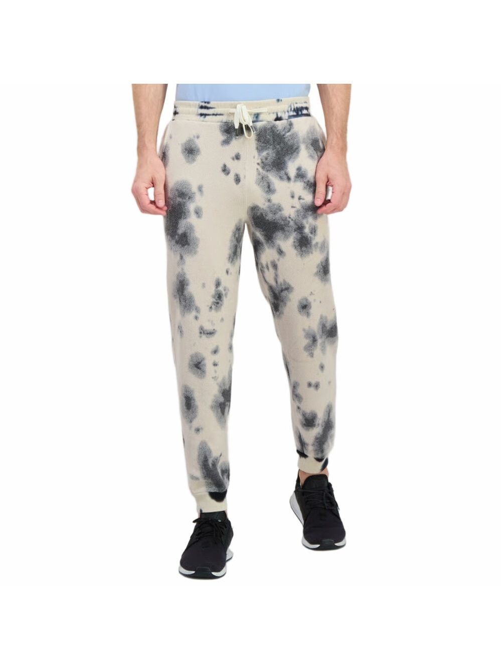 Feat Men's Blue and Cream Tie-Dye Jogger Pants Size S Fleece Cabincore